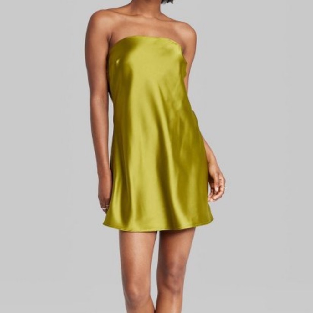 Wild Fable Green Satin Tube Dress